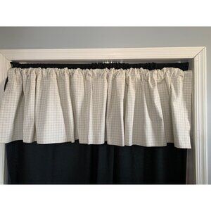 Croscill Beige Gingham Check Valance Curtain 17"x88" Cotton & Polyester Drapery